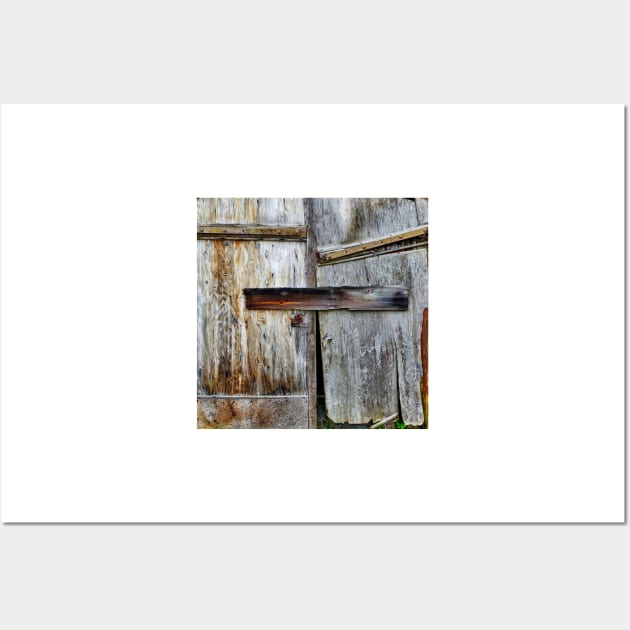 rustic western country farmhouse grey wooden barn door Wall Art by Tina